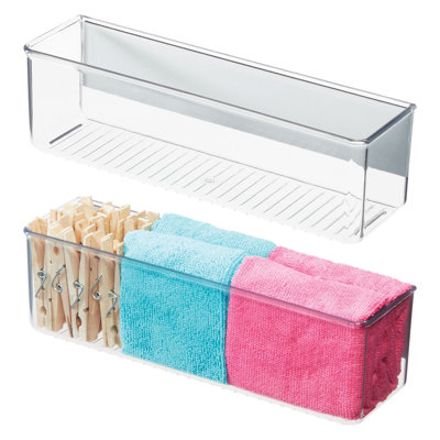 iDesign Magnetic Organizer Bins for Laundry Room Storage - Set of 2 - Clear
