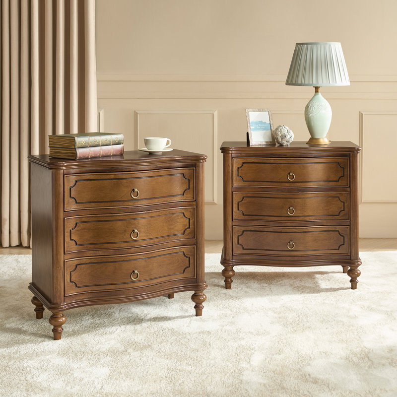 Elfine 28'' W Traditional Nightstand Set of 2 with Charging
