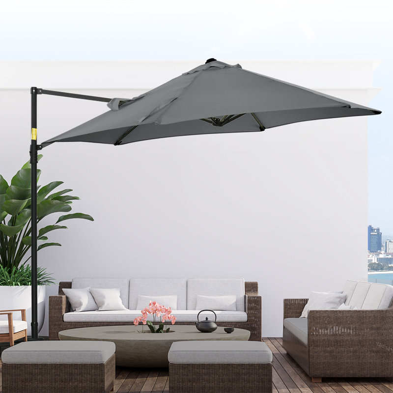 Braiya 256cm Cantilever Parasol, Dark Grey