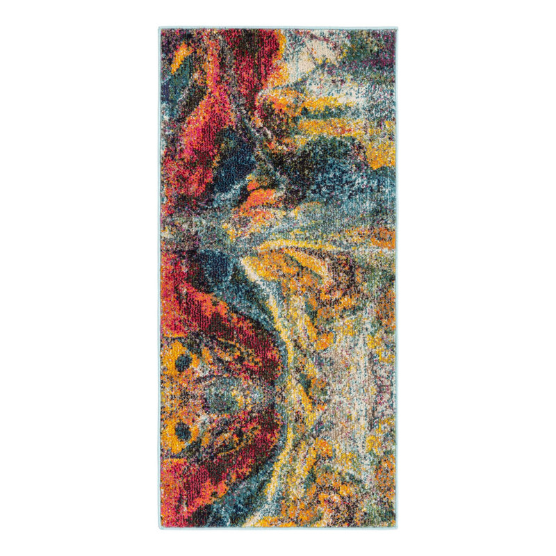 Ansela Washable Abstract Indoor Rug, Runner 2' x 4'