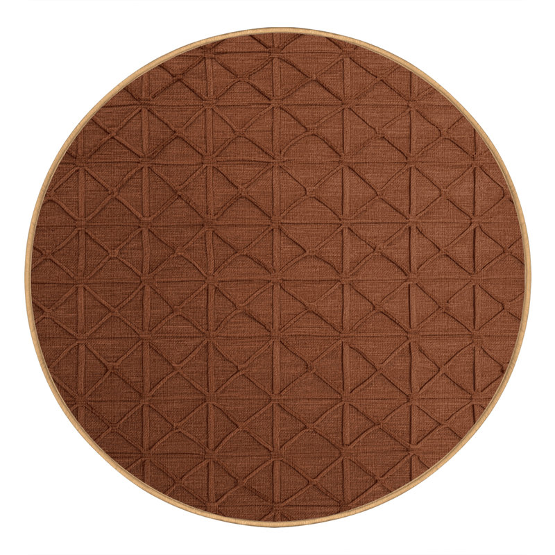 Tapis brun treillis lavable à la machine, Rond 3 pi