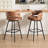 Swivel Faux Leather Counter Stool with Bentwood Backrest-983254337