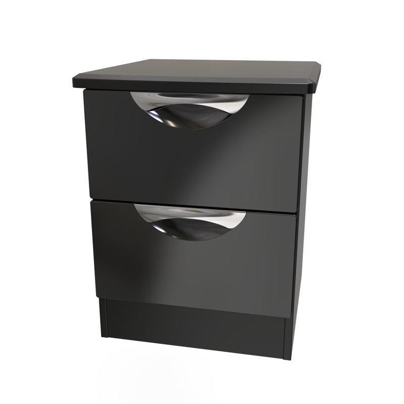 Fully Assembled Lebay 2 DrawerÂ Bedside Table, Black, Black