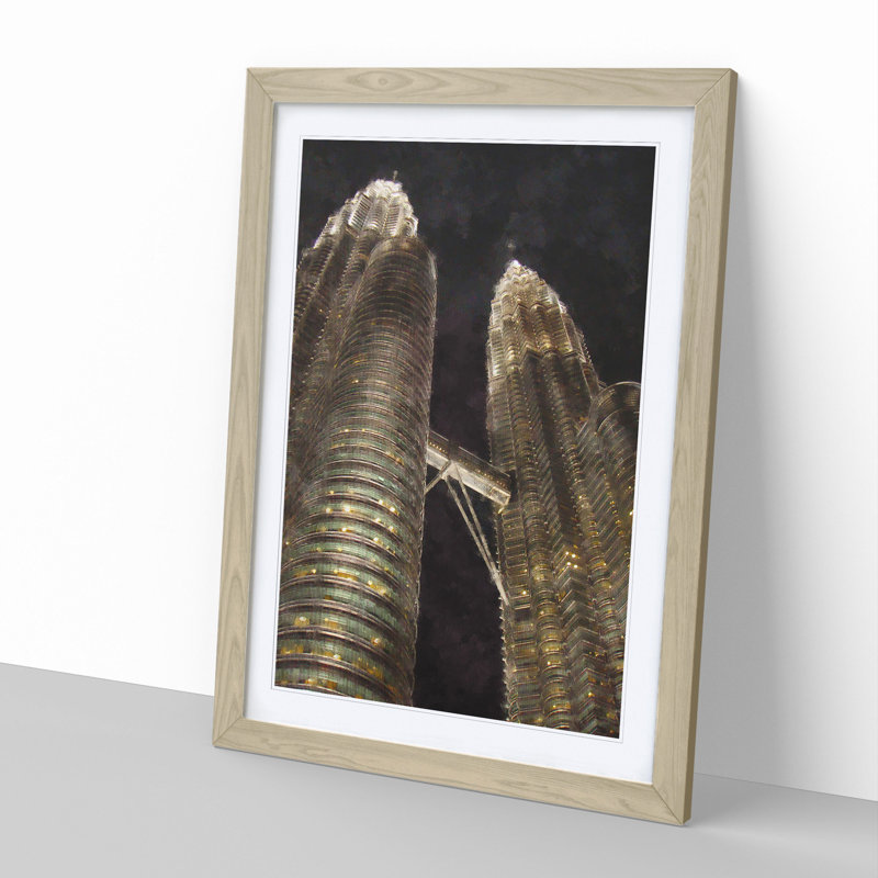 Petronas Towes in Kuala Lumpur Vol.2 - Framed Print, 65cm H x 48cm W x 2cm D, Oak Framed