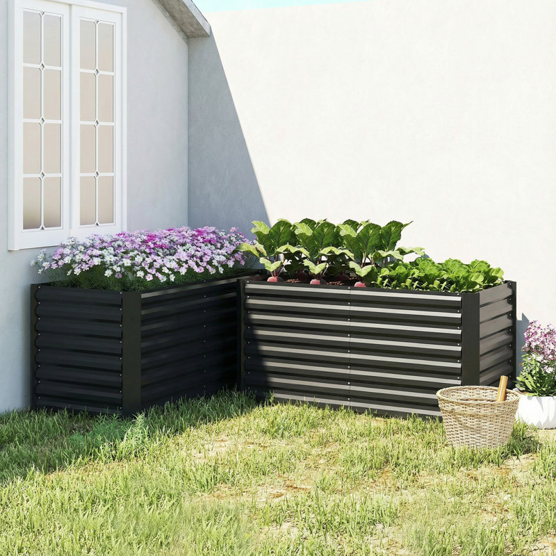 Ensemble de 2 jardin surélevé, jardinière, noir, Noir