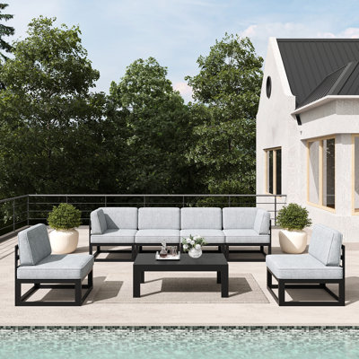 7 - Piece Outdoor Modular Sectional Set with Coffee Table