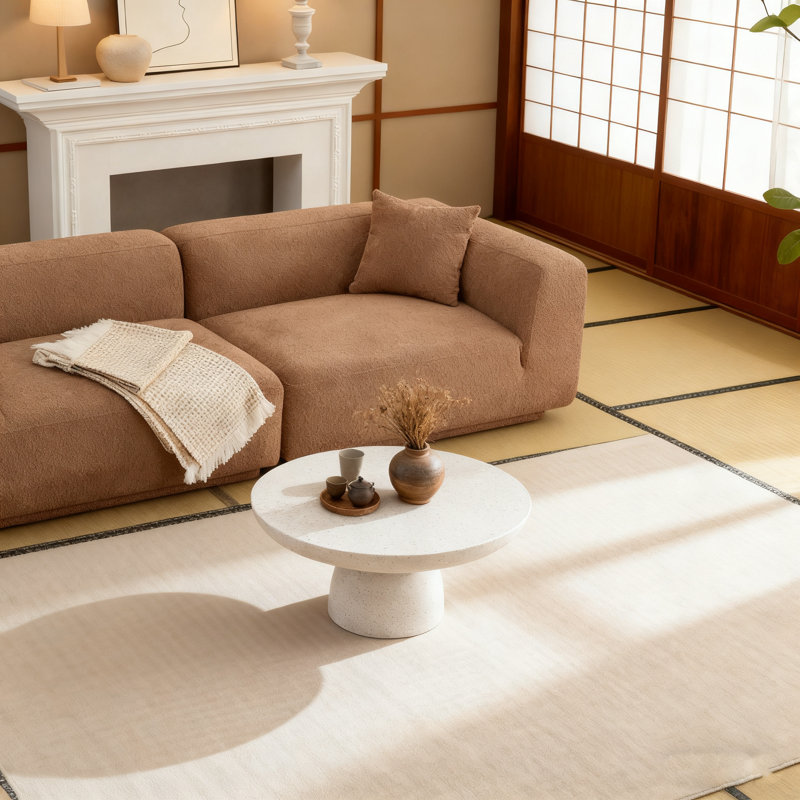 Table basse ronde, Beige gris