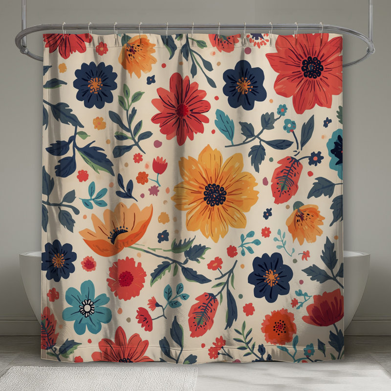 Rideaux de douche à motif floral coloré très longs, 70 po l x 72 po H