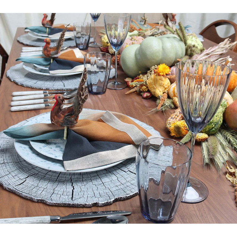 Dip Dye Linen Napkin, Midnight/Copper