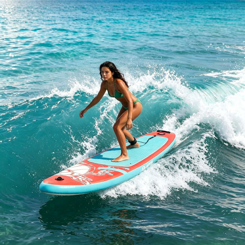 Planche de pagaie gonflable de 11 pi pour les jeunes adultes, SUP ultra léger 33 po de large antidérapant, planche de pagaie debout pour Lake River Sea avec pagaie, rouge