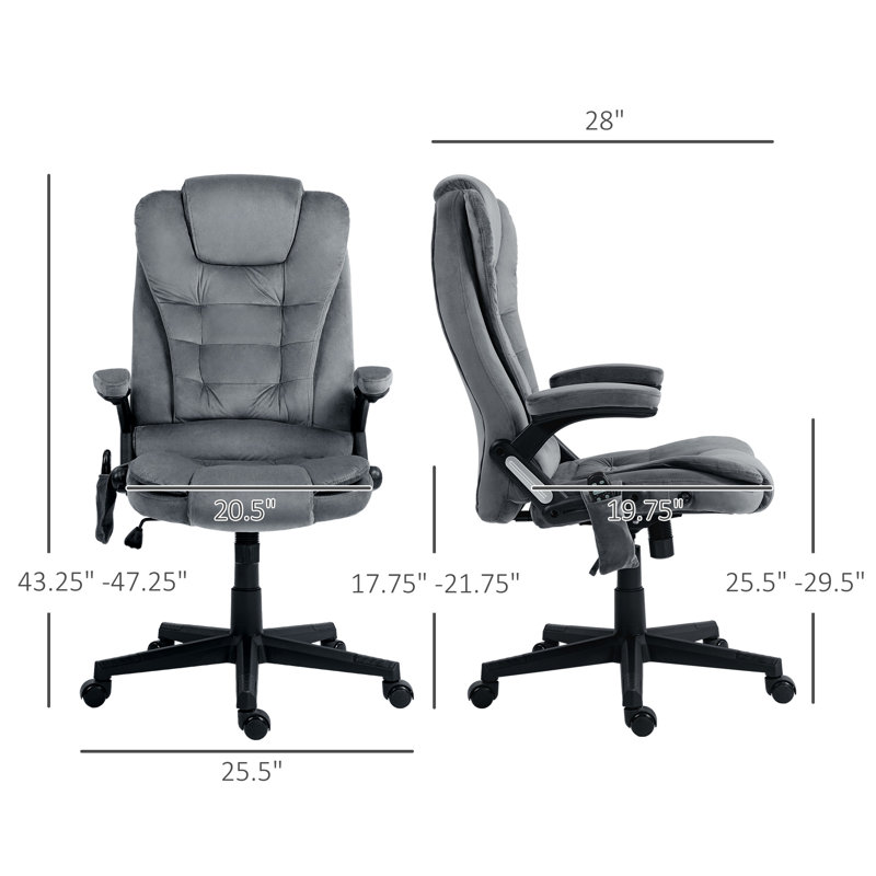 Chaise de bureau Milenja, Velours gris velours