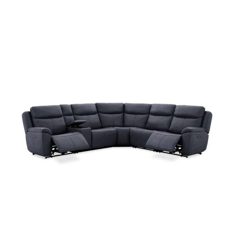 Canapé modulaire Dobson en cuir bleu Chesapeake