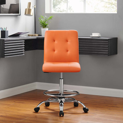 Chaise de dessinateur en cuir végétalien sans accoudoirs Prim Orange