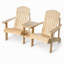 Banc Adirondack double classique à lattes avec table partagée, idéal pour des réunions confortables sur la véranda et dans le jardin.-590269489