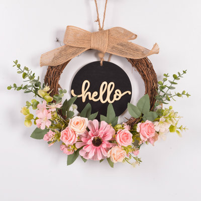 Couronne rose 16 pouces pour porte d'entrée