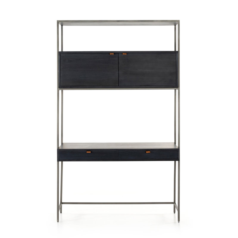 Trey Solid Wood Modular Writing Desk, Black Wash Poplar