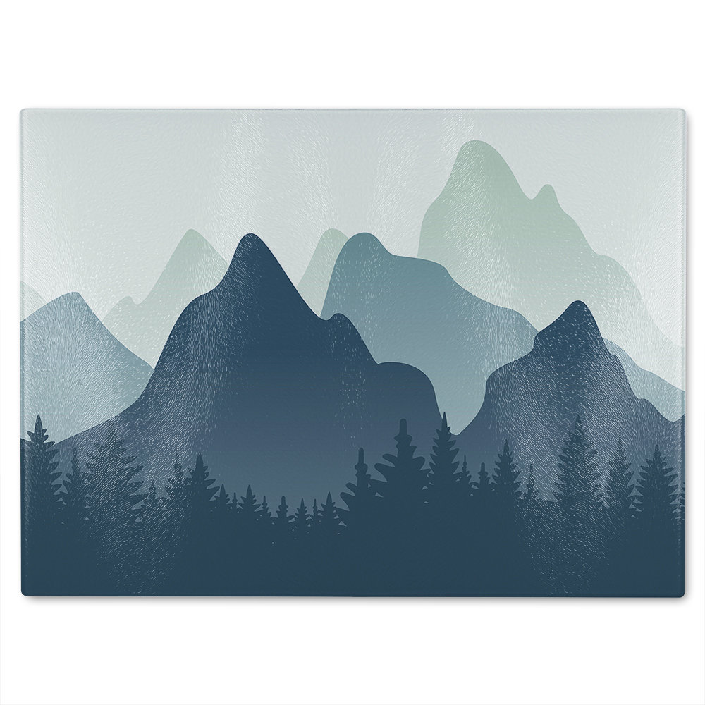 Mountain landscape illustration Designer Glass Chopping Board