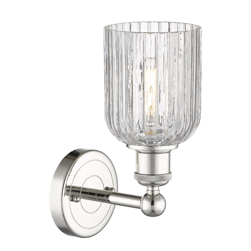 Northgate Steel Armed Sconce, Polished Nickel, Clear