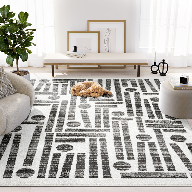 Abani Rugs Olessja Collection NOM110A Cream Grey Geometric Area Rug, Rectangle 7'9" x 10'2"