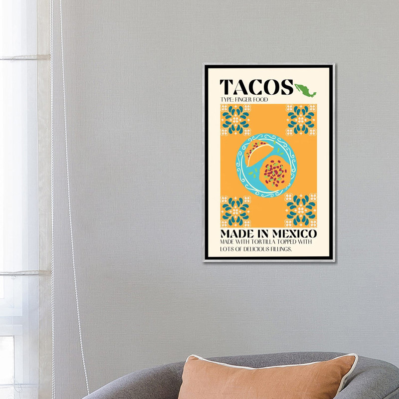 Tacos - reproduction d'art mural - toile encadrée, H 26 po x l 18 po, Impression encadrée flottante sans passe-partout