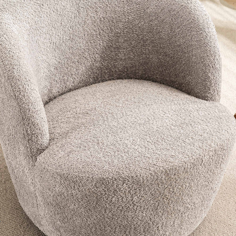 Fauteuil demi-tonneau Hadriel, Boucle gris clair