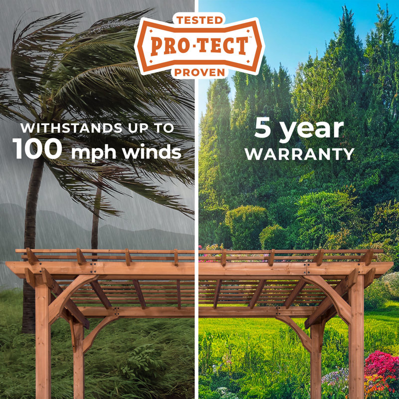 Beaumont 16' x 12' Cedar Wood Traditional Pergola with Trellis Roof