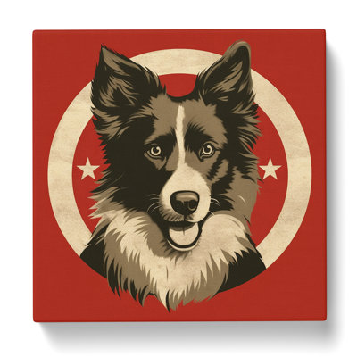 Border Collie Soviet Art - Wrapped Canvas