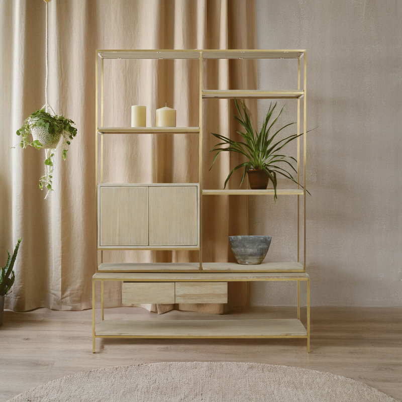 Delao 140 cm W Solid Wood Shelving Unit