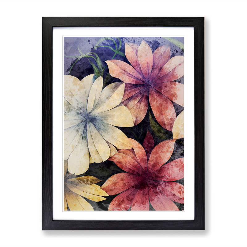 Flowers Water No.2 - Single Picture Frame Painting, Black, 64cm H x 46cm W x 2cm D