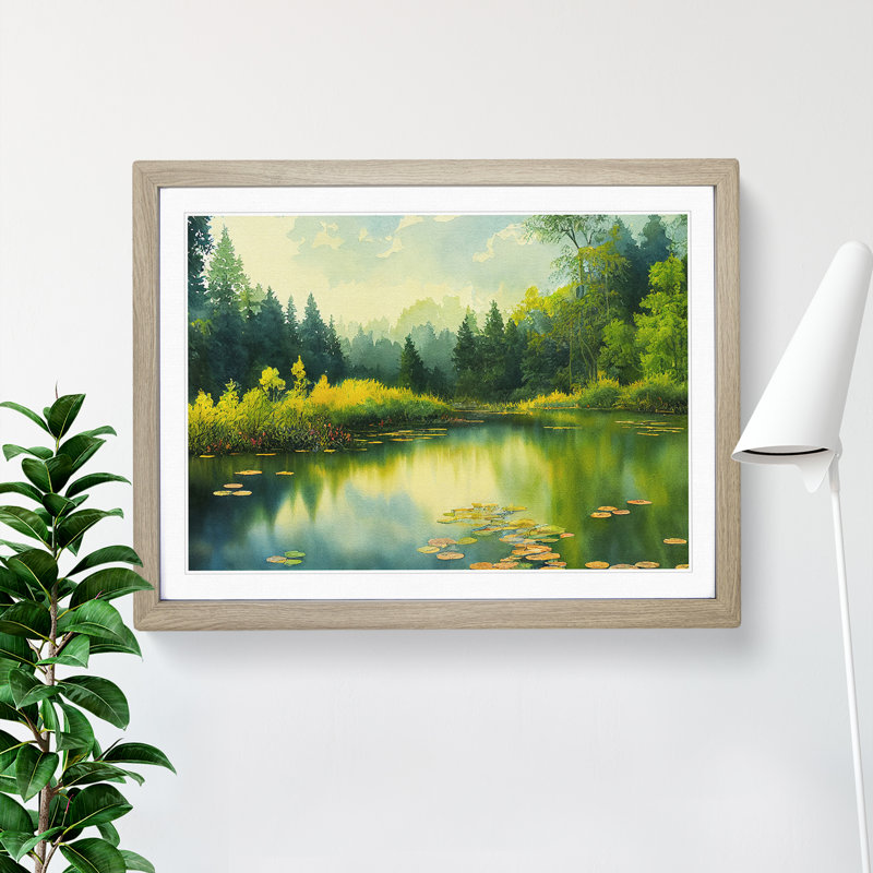 Watercolour Pond Vol.3 - Framed Print, 46cm H x 64cm W, Grey
