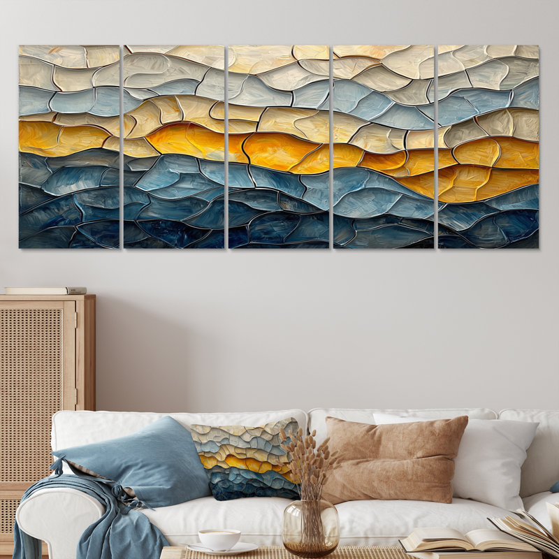 «Waves», art mural moderne pour salon, H 32 po x l 80 po, 5