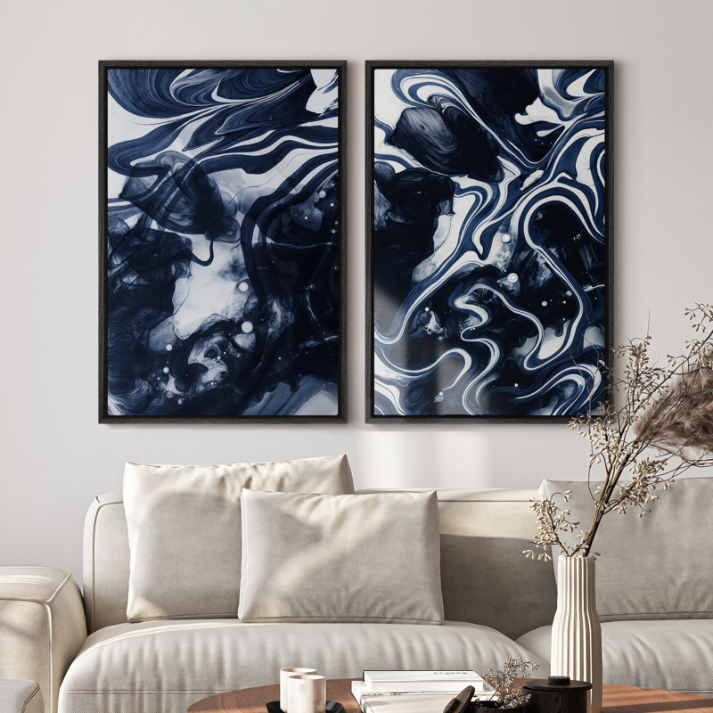 Art mural encadré sur toile, rétro muraux abstraits pour chambre à coucher, Noir, H 24 po x l 16 po