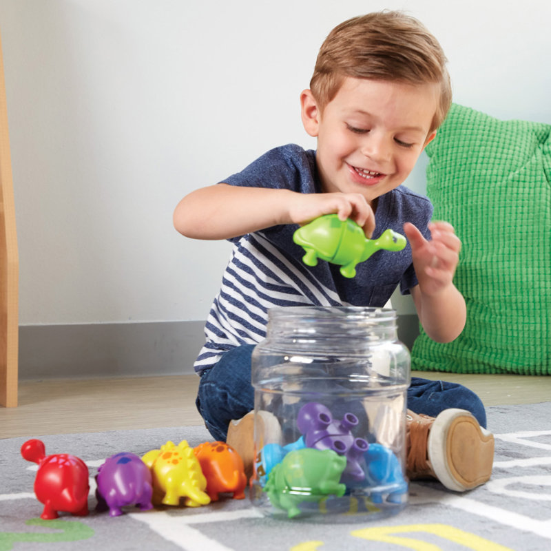 Colorful Snap-Together Dinosaur Matching Set, 18 Pieces