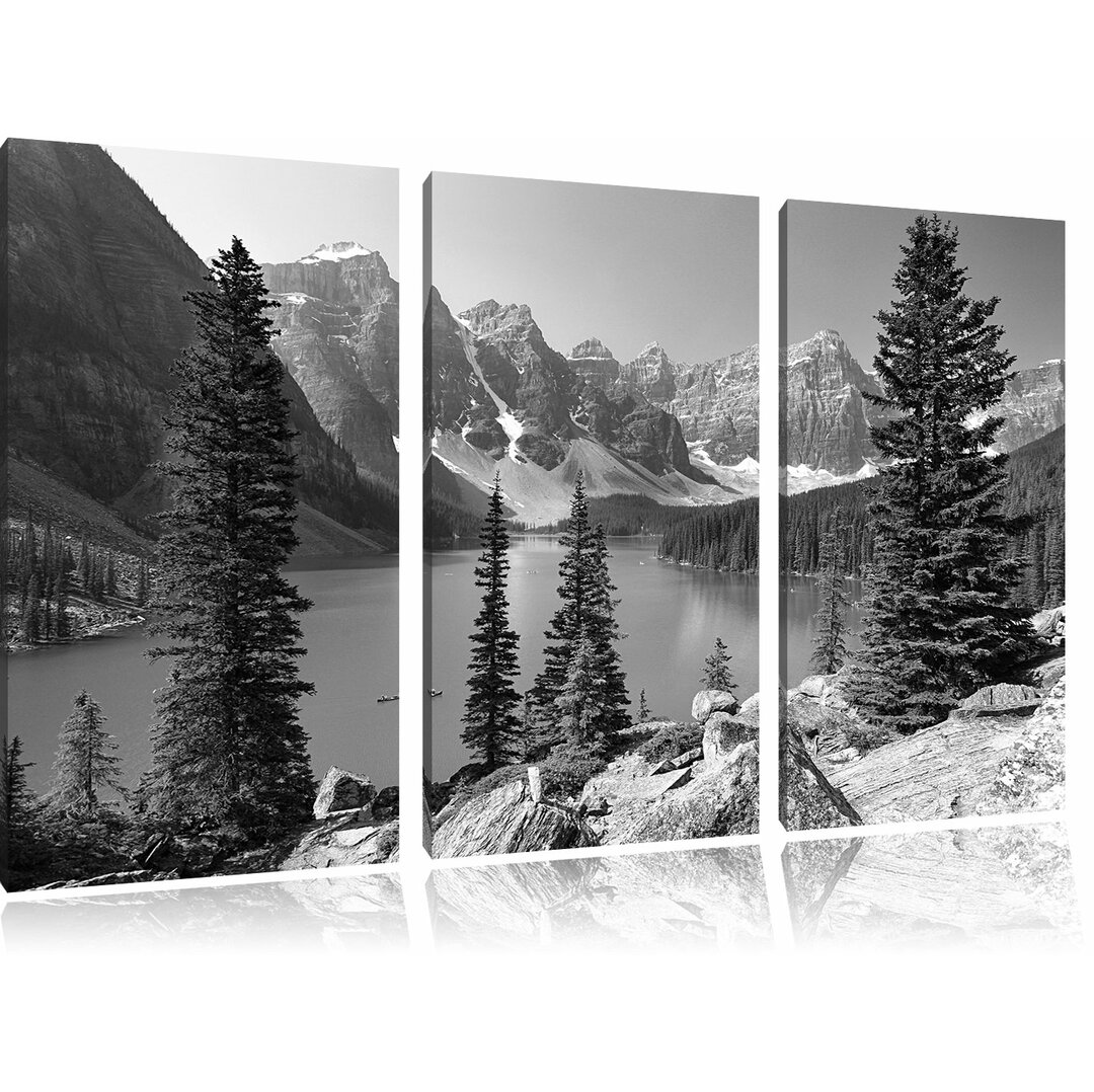 3-tlg. Leinwandbilder-Set „Moraine Lake in den kanadischen Bergen“, Fotodruck