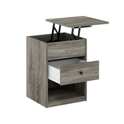 17.72" x 17.72" x 23.43" Lift Top Nightstand Modern Bedside Table with Drawer