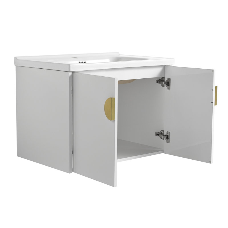 Yanelle Bathroom Storage, Soft Close Doors Bathroom Vanity With Sink Ceramic,door,Bathroom Vanity