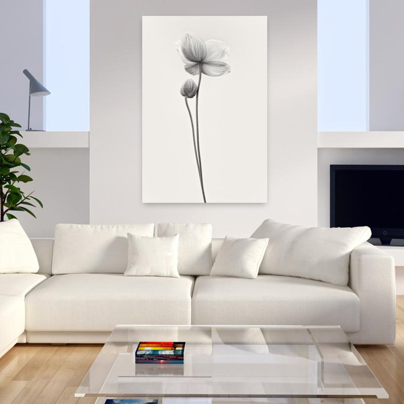 Anémones, art mural abstrait contemporain, H 48 po x l 32 po