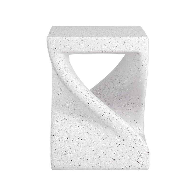Outdoor Marble Modern Twisted-Base Terrazzo-Speckled All-Weather Mgo Side Table