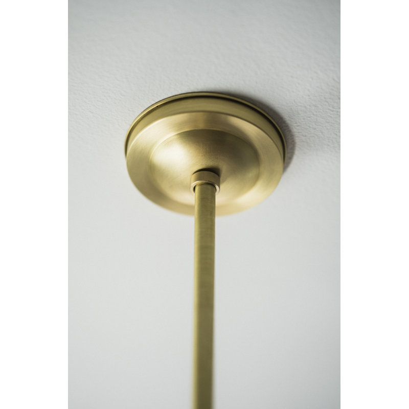 7 - Light LED Chandelier, 42in Suspension Rod, Pistachio, Waxed Brass