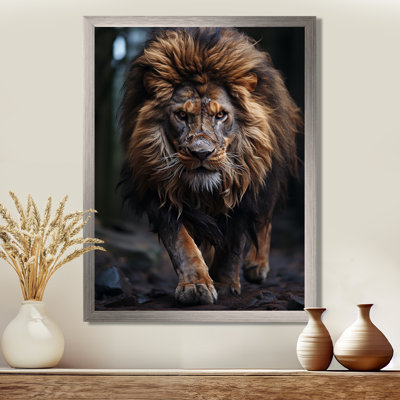 Portrait de lion noir et blanc vibrant I - Lion, art mural
