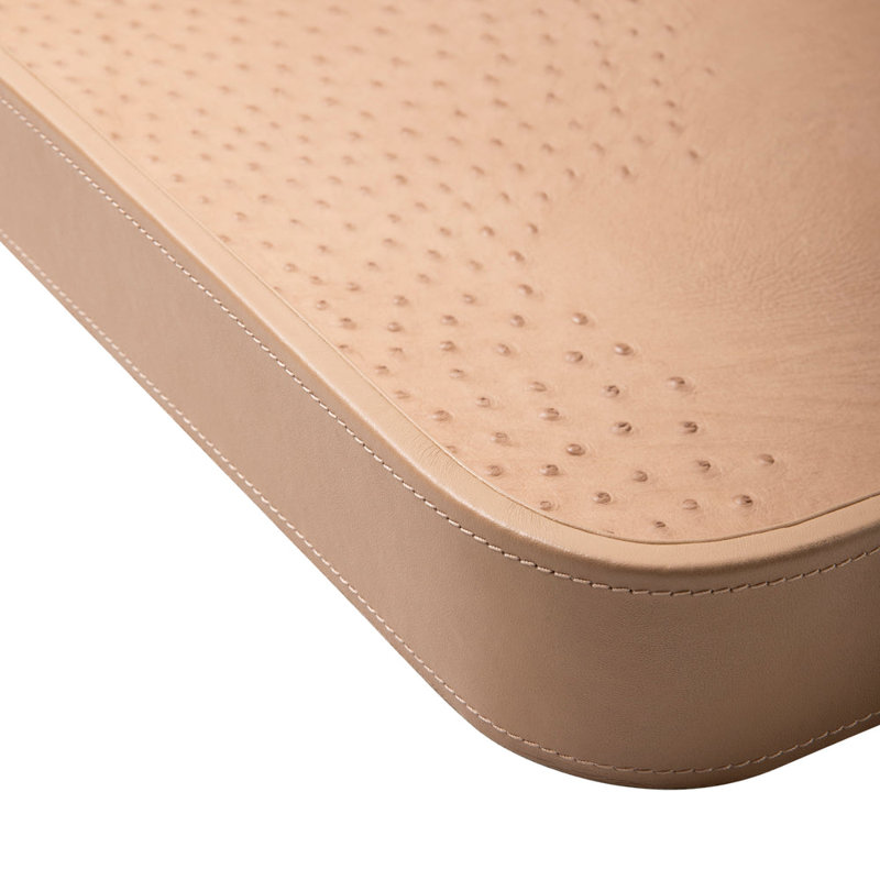 Ostrich Leather Inlay Tray, Cream
