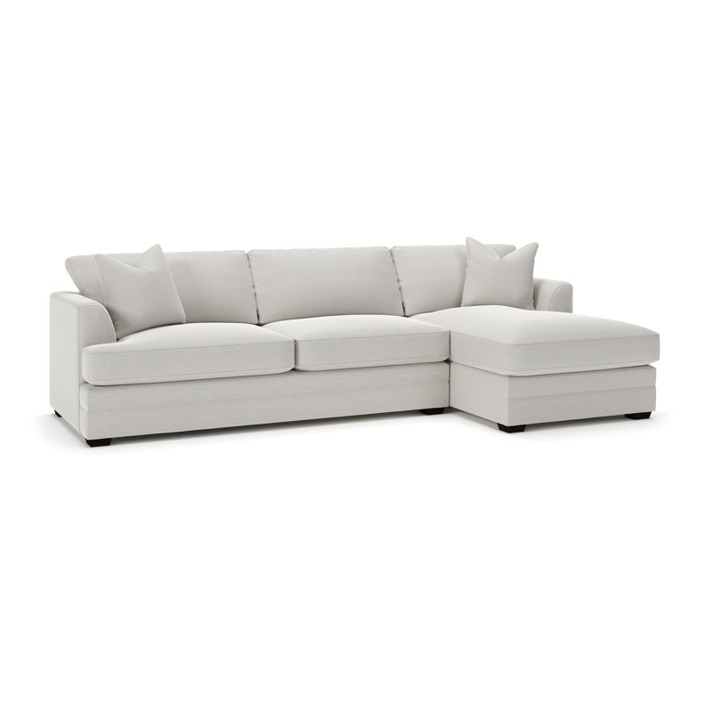 Canapé modulaire à méridienne 2 pièces Edan, Orienté à droite, Tissage natté ivoire Drusky Sustain®