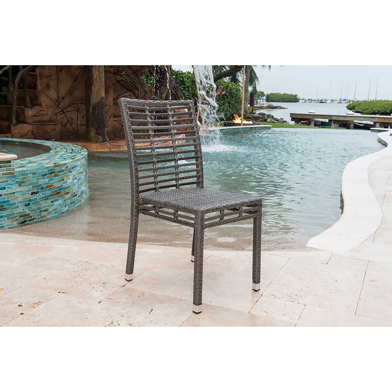 Graphite Outdoor Stacking Dining Side Chair with Cushions