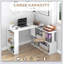 Bureau d'angle en L, bureau à domicile rotatif à 360 degrés avec tablettes de rangement, poste de travail de table d'écriture-626247057