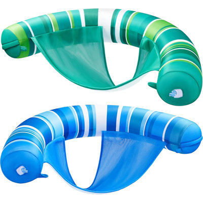 Inflatable Pool Floats Chairs Adults, 2 Packs Floating Noodle Chair With Stripes Design Soft Fabric Covered With Sling For Swimming Pool Water Chair Pool Lounger Party Floaties