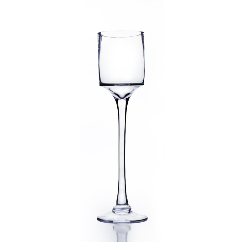 Vase en verre porte-bougie surélevé, H 16 po x l 4 po x P 4 po