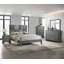 Panneaux avant texturés de style grand lit 1Pc avec tête de lit à motif géométrique gris métal-2004266743