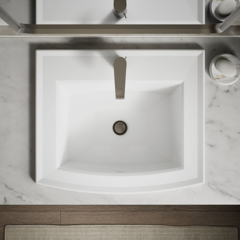 Archer® Vitreous China Rectangular Drop-In Bathroom Sink with Overflow, White, Single Hole 