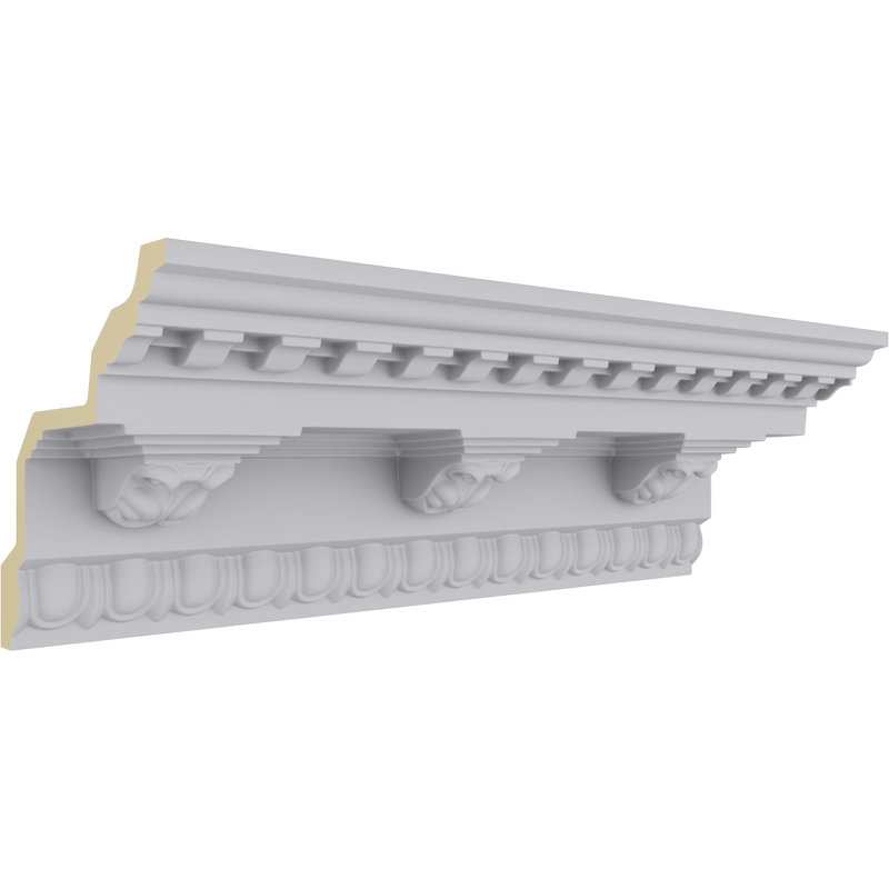 94.5" White Polyurethane Rosetta Crown Moulding