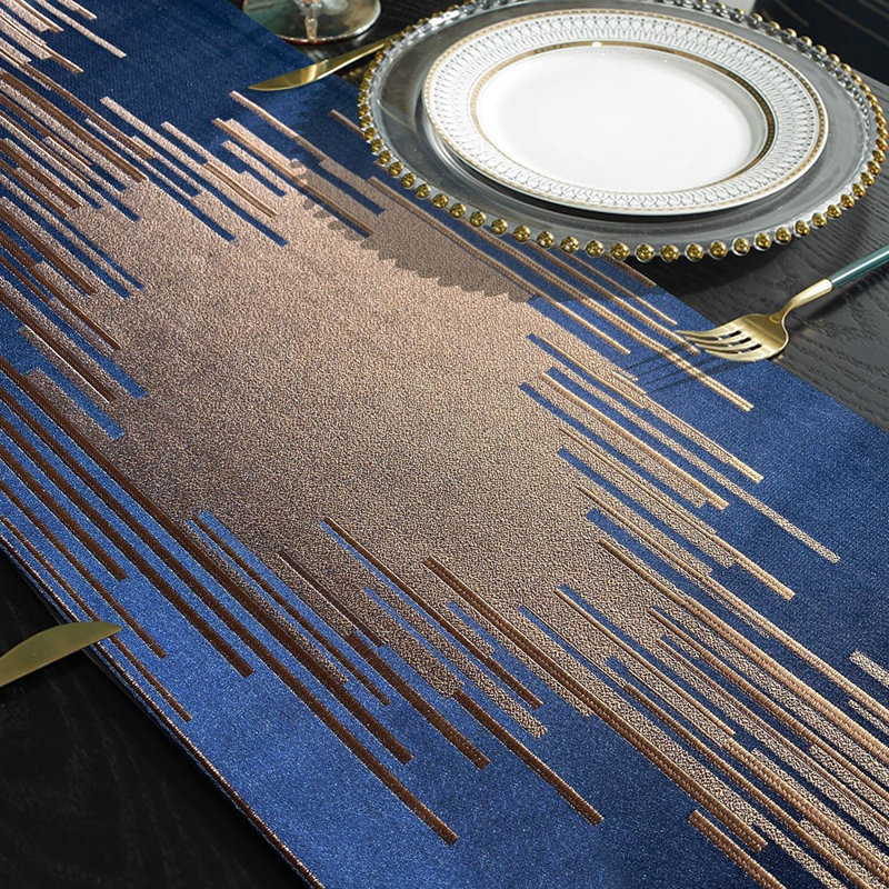 Table Runner – Long – Luxury Modern Geometric Design With Tassels, For Dresser, Coffee Table, Holiday Parties, Wedding, Events & Home Decor